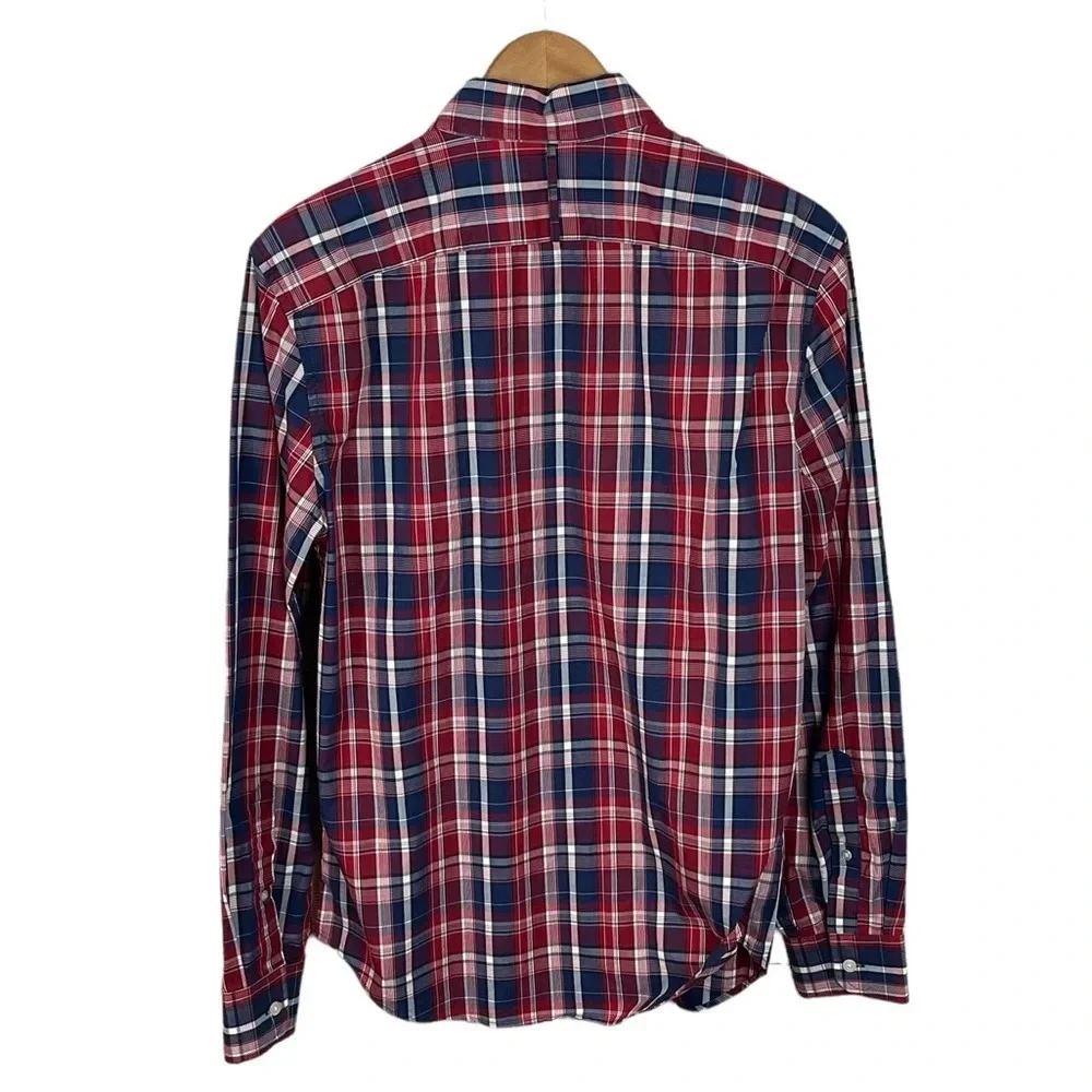 BF861 Mens Banana Republic GRANT Slim Fit Luxe Plaid Poplin Button Down Shirt M